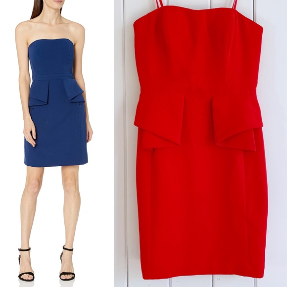 Aidan by Aidan Mattox Red Peplum Cocktail Dress - Picture 1 of 9